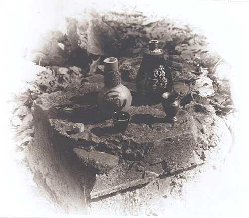 Japanese Bottles Upon a Stone