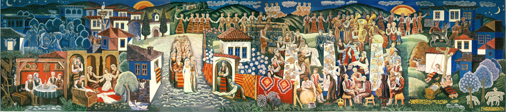 Fresco painting "Bulgarian Folk Wedding Rites"