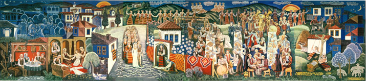 Fresco painting "Bulgarian Folk Wedding Rites"