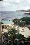 View of the beach from the elevator.