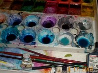 Part of Toni Donelow Stewart's palette of Winsor-Newton Liquid Watercolors (Designer Set).  Toni also uses Koh-i-noor Rapidograph Technical Pens for her ink-work.