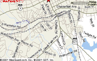 A Mapquest map of the Lancaster, SC L&C area.